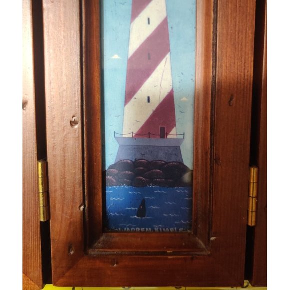 Warren Kimble Saltbox House Tri-fold Picture Frame Fetco 5x7 Photo Wood Folkart - Picture 3 of 8